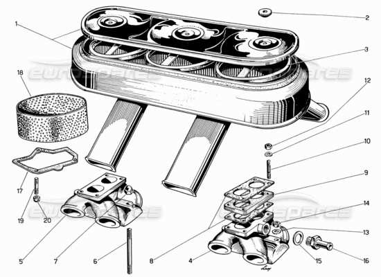 a part diagram from the Ferrari 330 GT 2+2 parts catalogue