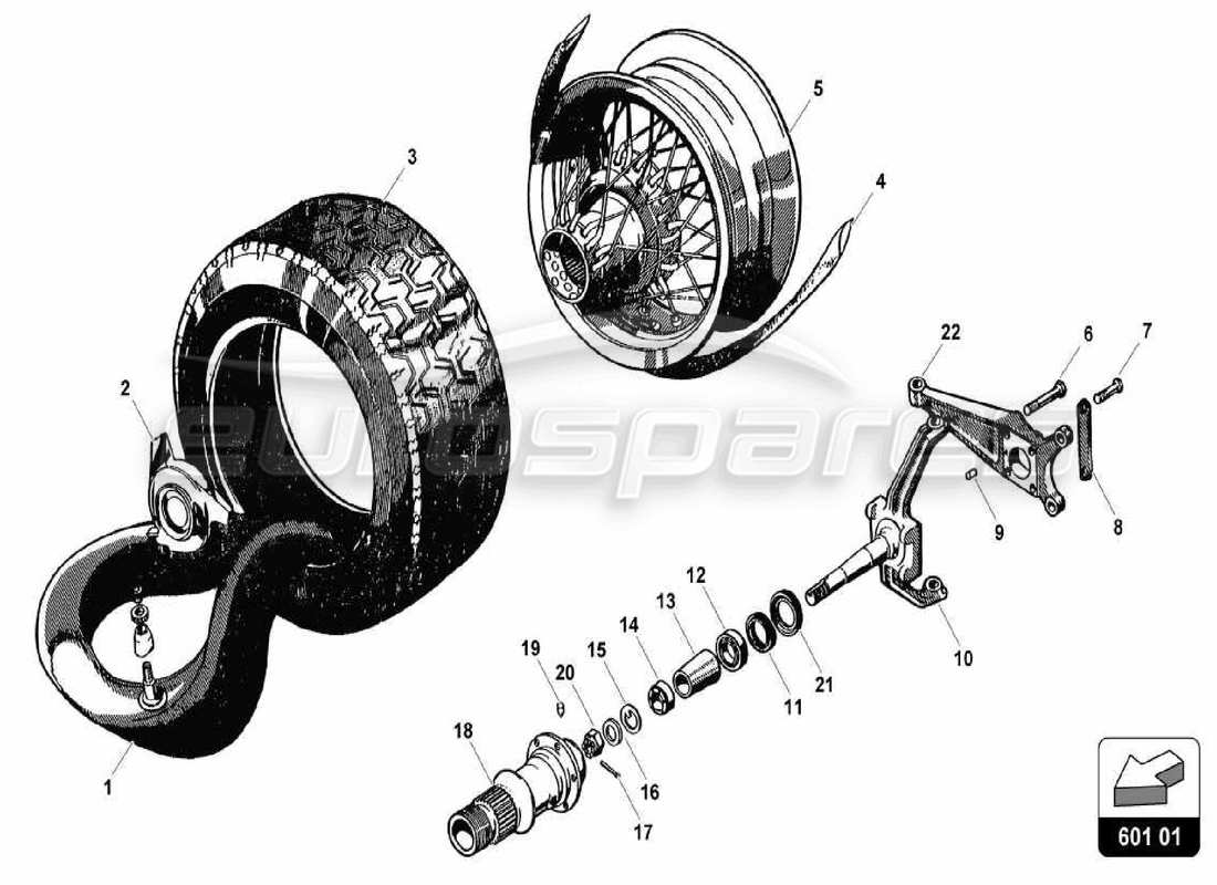 Lamborghini 350 GT Front Tyres Part Diagram