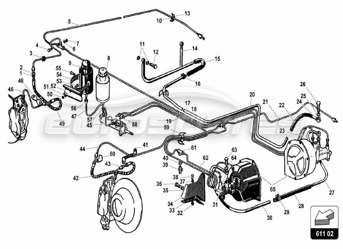 Lamborghini 350 GT Brake System Parts Diagram