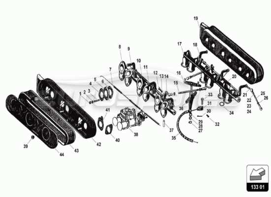 a part diagram from the Lamborghini 350 GT parts catalogue