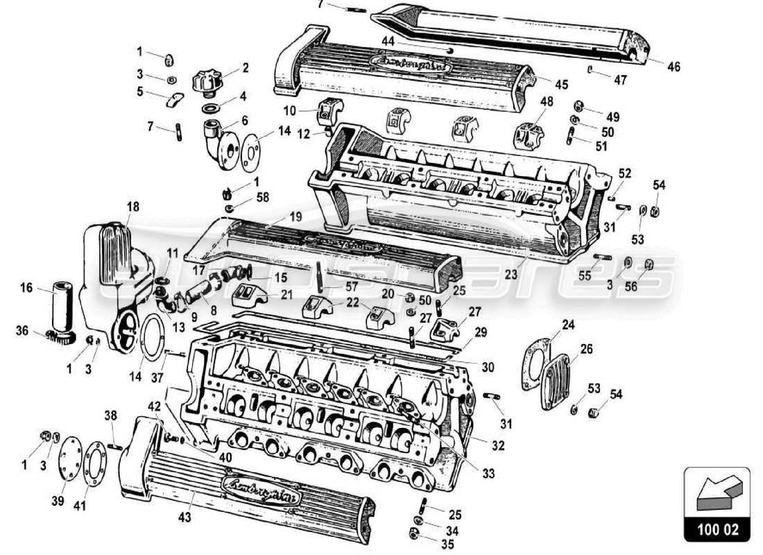 Lamborghini Miura P400S engine Parts Diagram