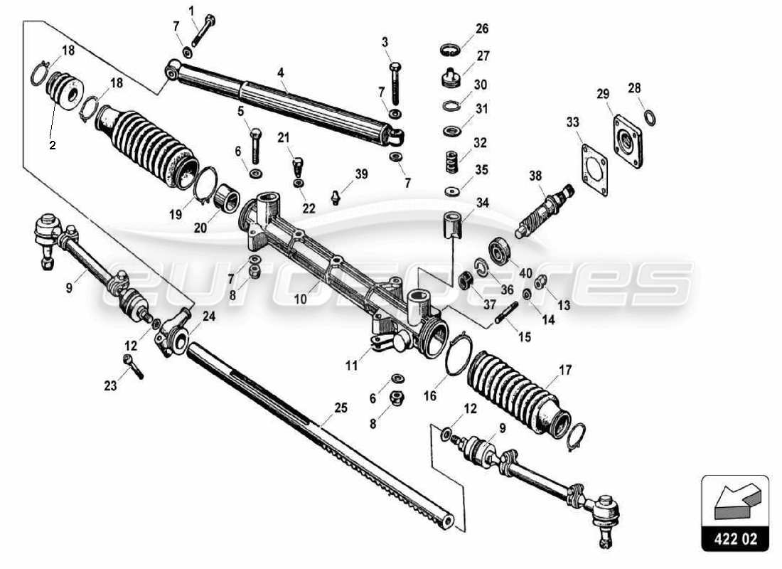 Lamborghini Miura P400S Steering Rack Parts Diagram