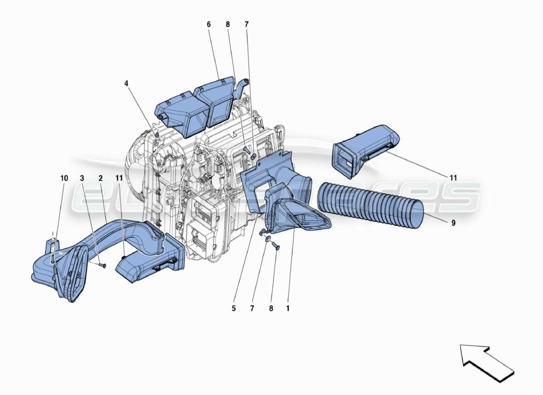 Ferrari 488 Challenge Heater Ducting Parts Diagram