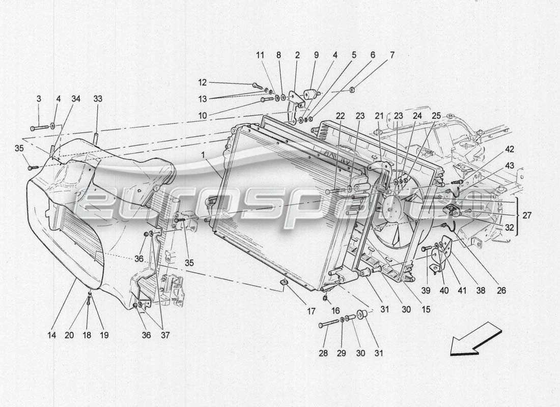 Maserati GranCabrio MC Centenario Cooling: Air Radiator And Air Conditioners Parts Diagram