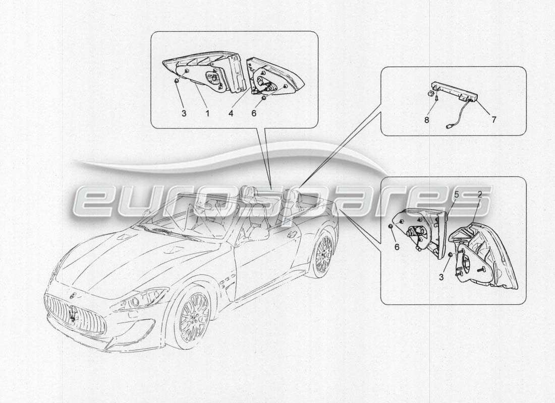 Maserati GranCabrio MC Centenario Tail Light Clusters Parts Diagram