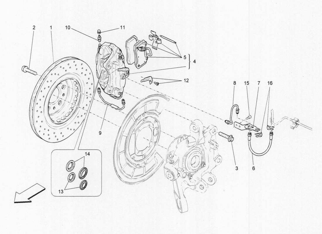 Maserati QTP. V6 3.0 BT 410bhp 2015 braking devices on rear wheels Part Diagram