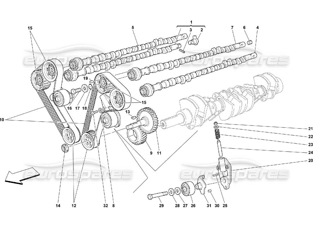 Ferrari 550 Maranello timing - controls Parts Diagram
