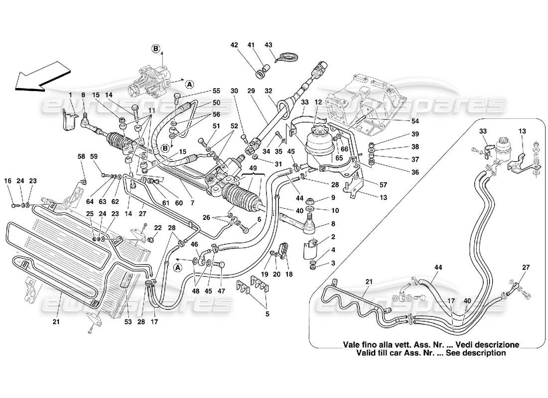Ferrari 550 Maranello Hydraulic Steering Box and Serpentine Parts Diagram