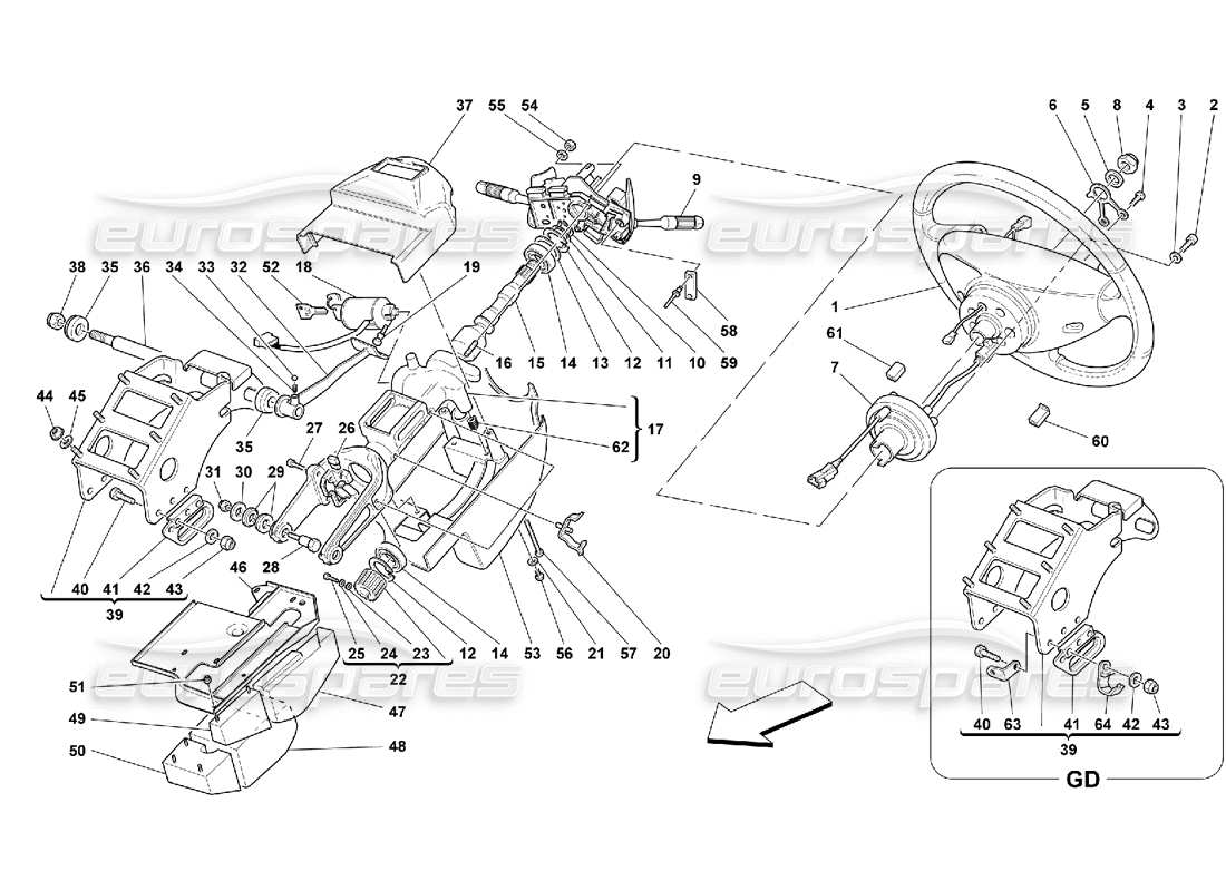Ferrari 550 Maranello Steering Column Part Diagram