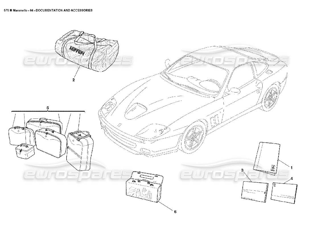 Ferrari 550 Maranello documentation and accessories Parts Diagram