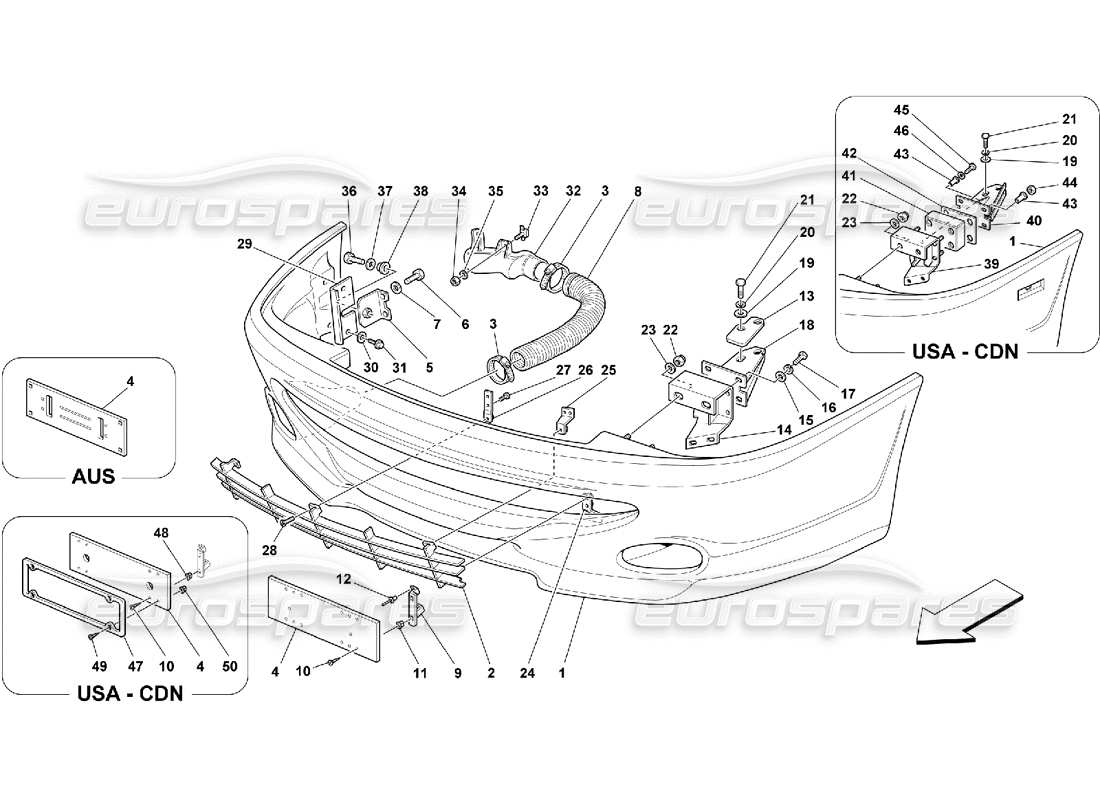 Ferrari 550 Maranello FRONT BUMPER Parts Diagram