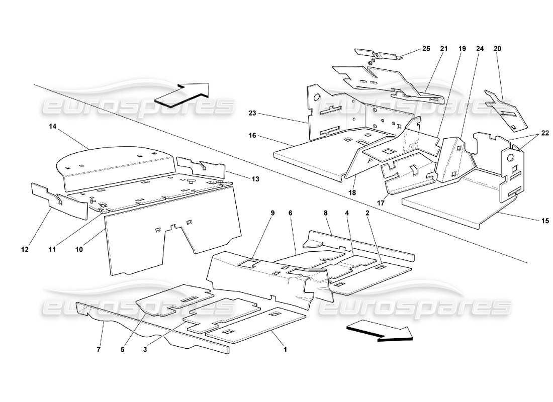 Ferrari 550 Maranello Passeggers Compartment Insulations -Valid for GD Part Diagram