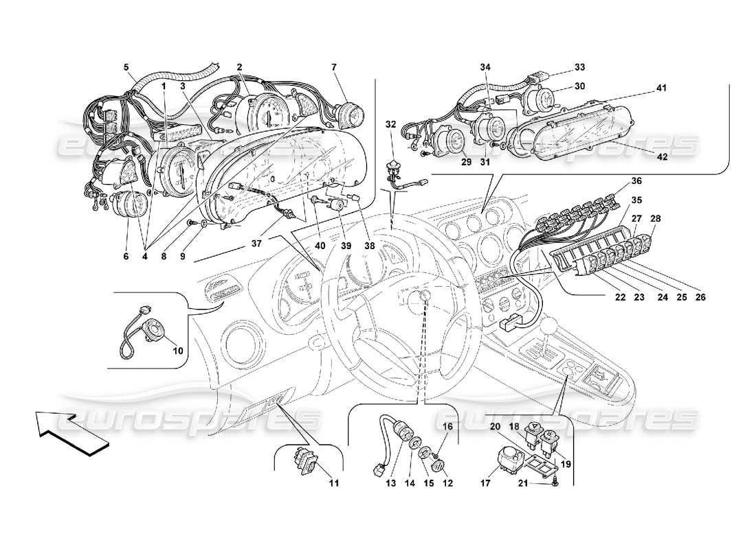 Ferrari 550 Maranello Instruments Parts Diagram