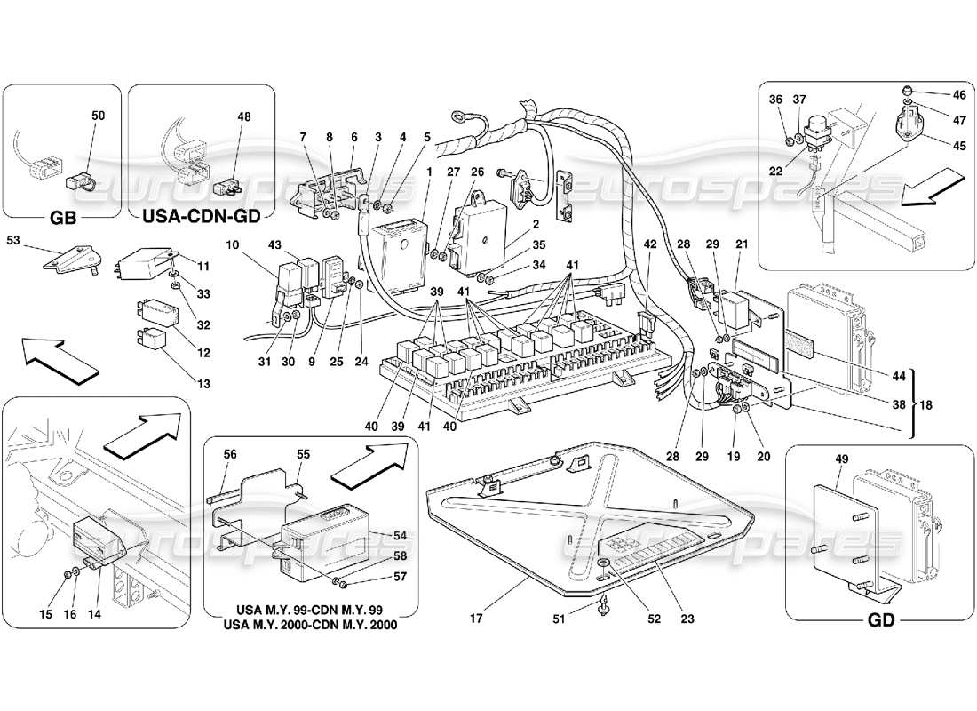 Ferrari 550 Maranello Electrical Boards Part Diagram