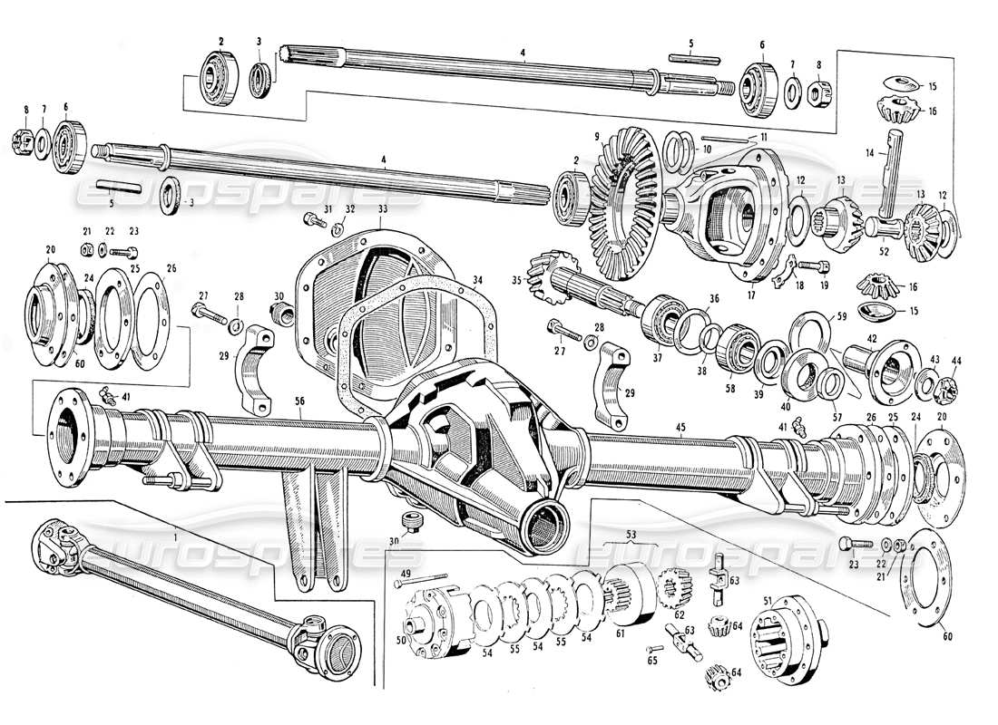 Maserati Mistral 3.7 Propeller Shaft and Rear Axle Parts Diagram