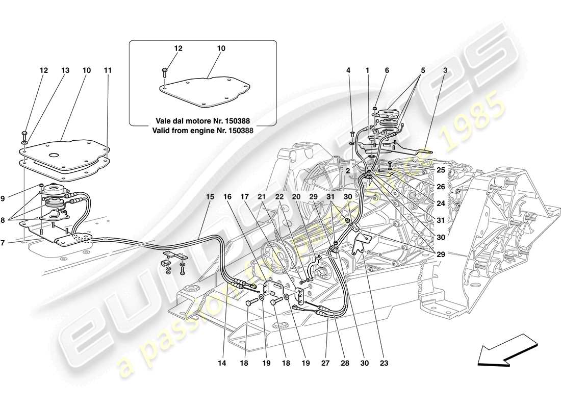 Ferrari California (Europe) MANUAL DCT GEARBOX LOCK RELEASE CONTROL Part Diagram