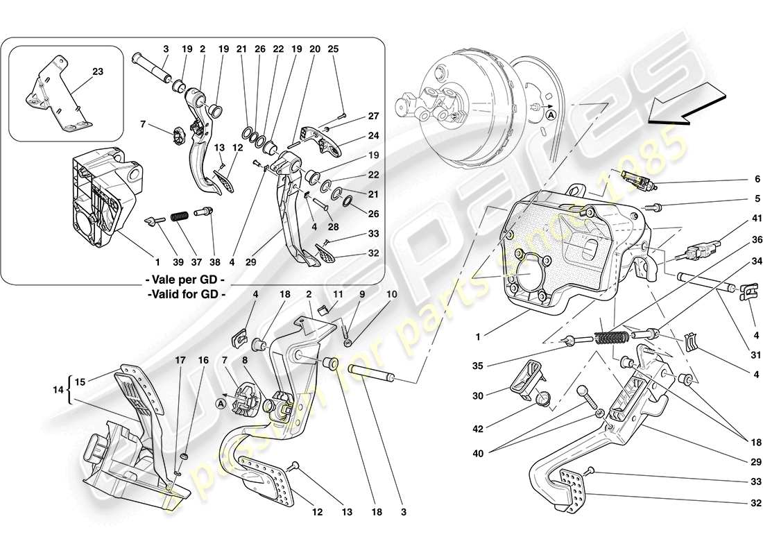 Ferrari California (Europe) COMPLETE PEDAL BOARD ASSEMBLY Part Diagram