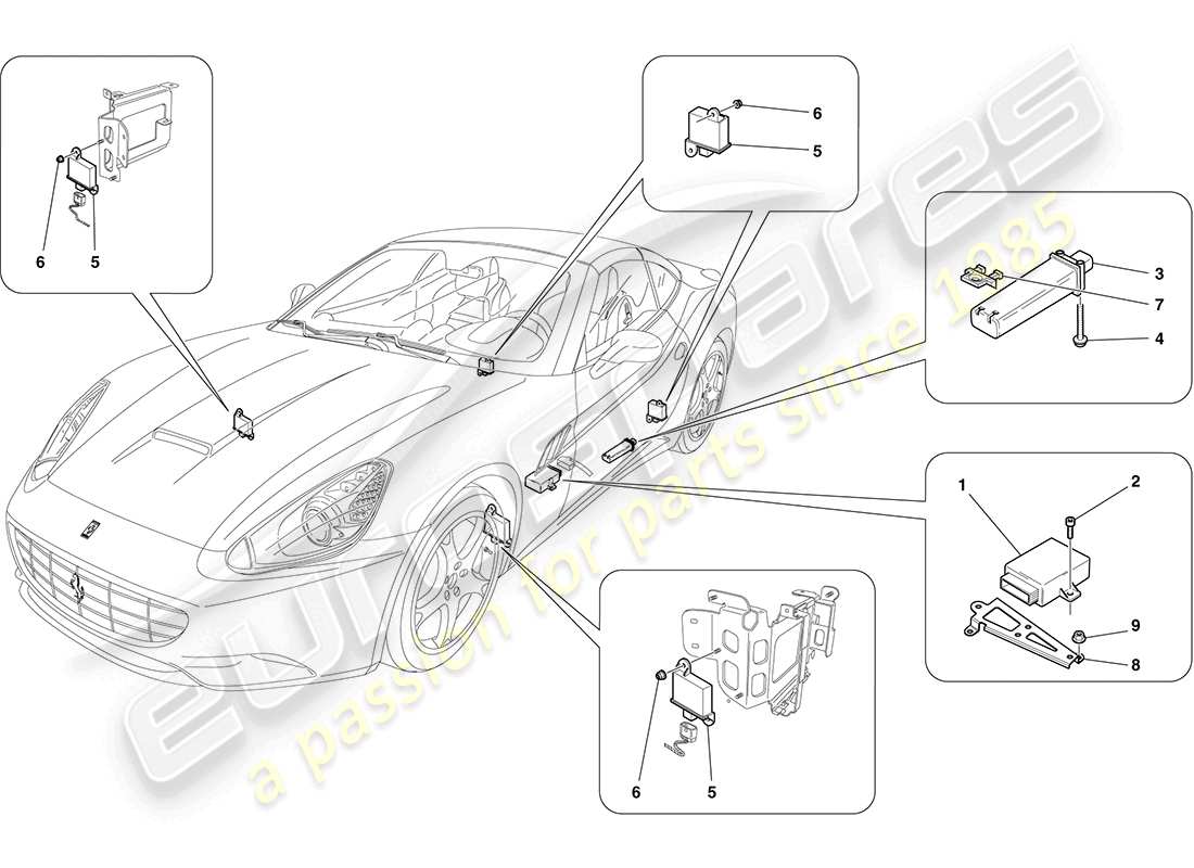 Ferrari California (Europe) TYRE PRESSURE MONITORING SYSTEM Part Diagram