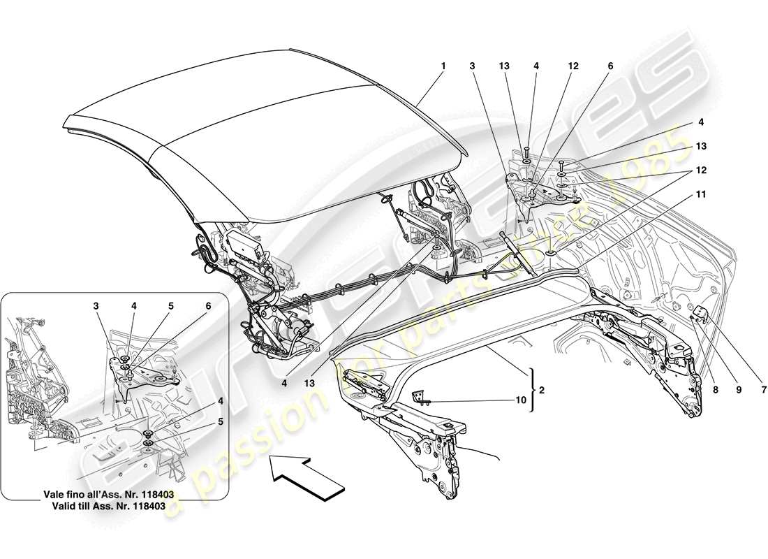Ferrari California (Europe) ELECTRIC ROOF: STRUCTURE Part Diagram