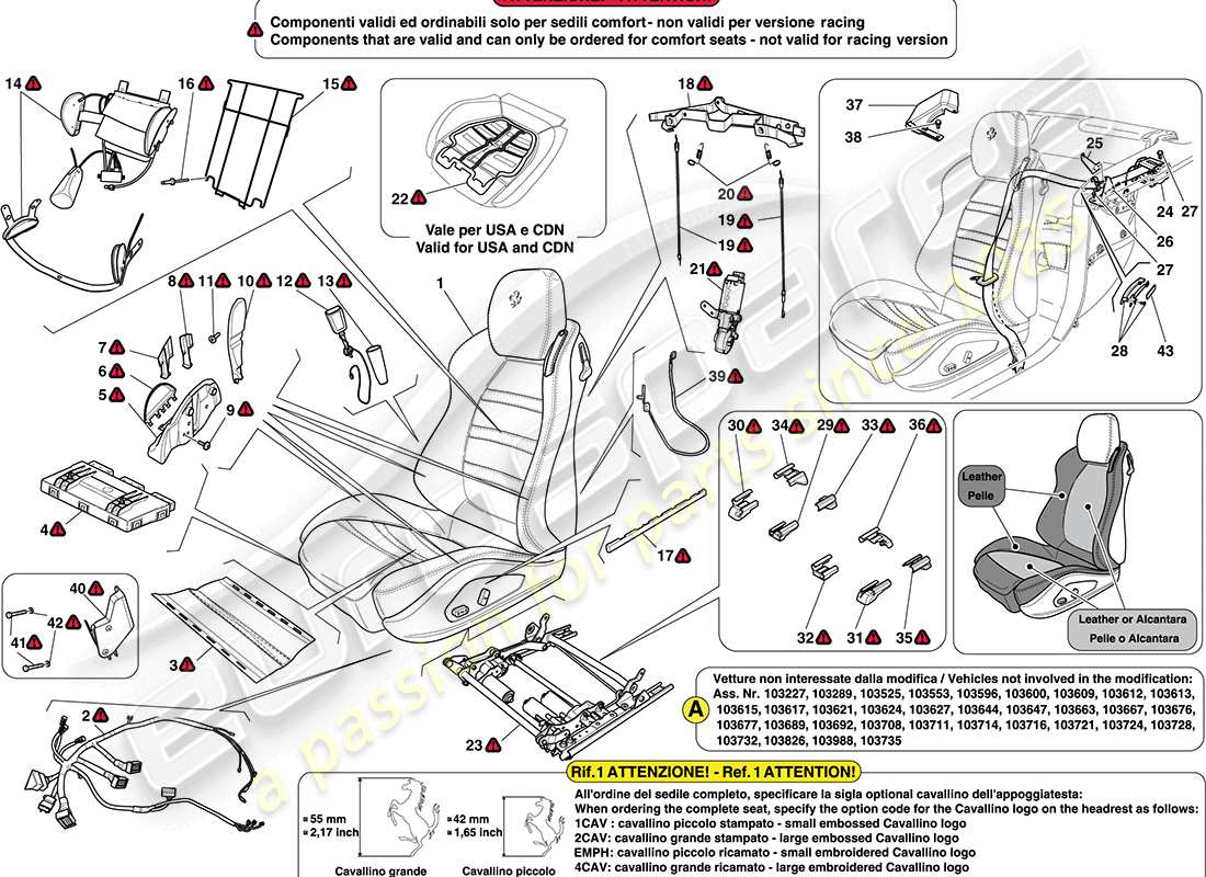 Ferrari California (Europe) FRONT SEAT - SEAT BELTS Part Diagram