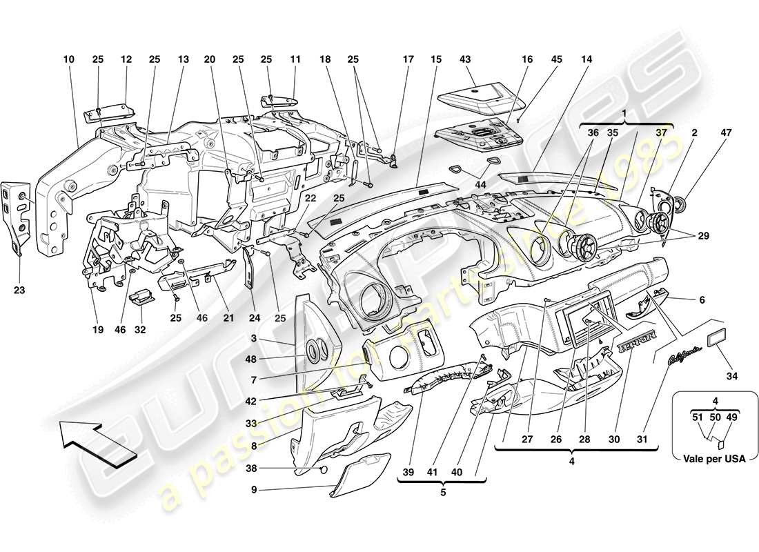 Ferrari California (Europe) DASHBOARD Part Diagram