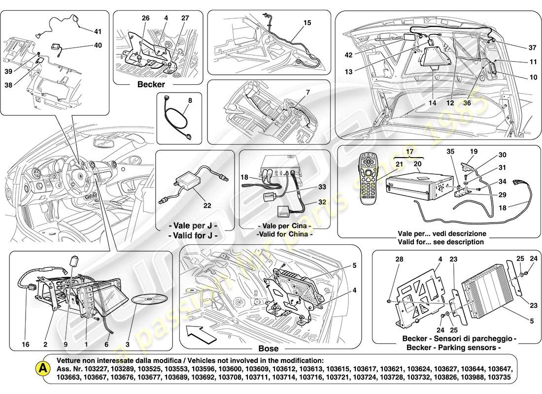 Ferrari California (Europe) INFOTAINMENT SYSTEM Part Diagram
