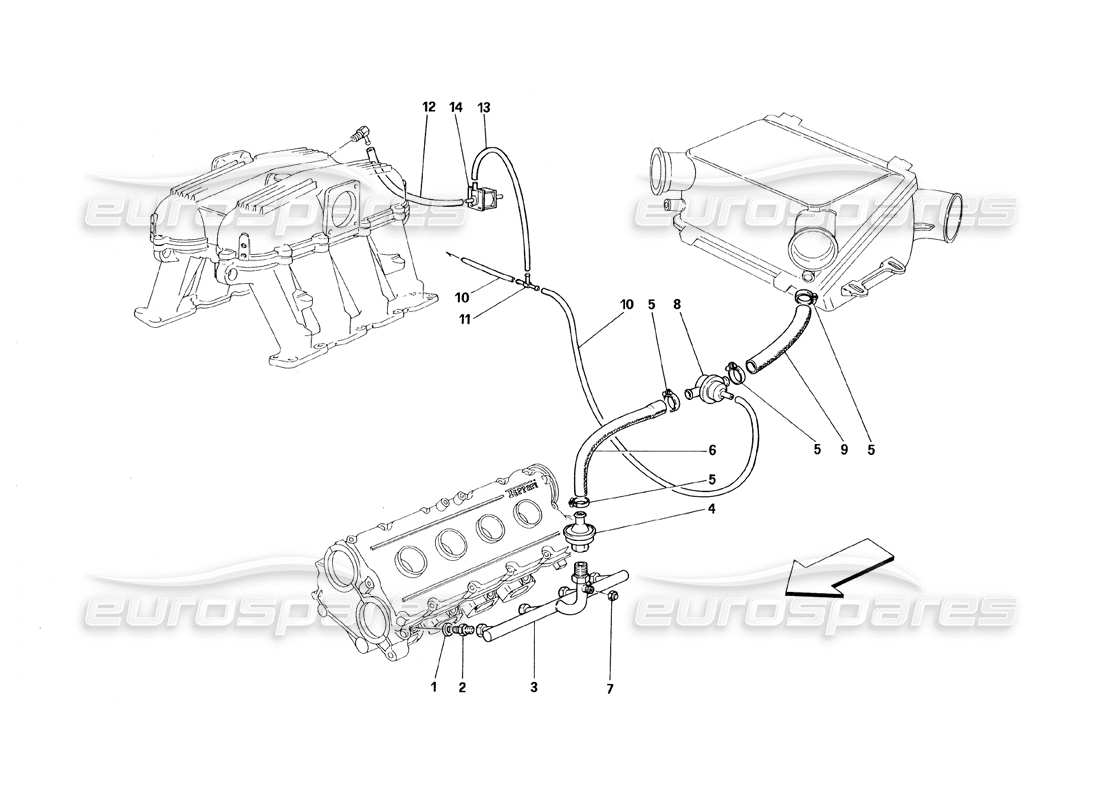 Ferrari 348 (1993) TB / TS air injection device Parts Diagram