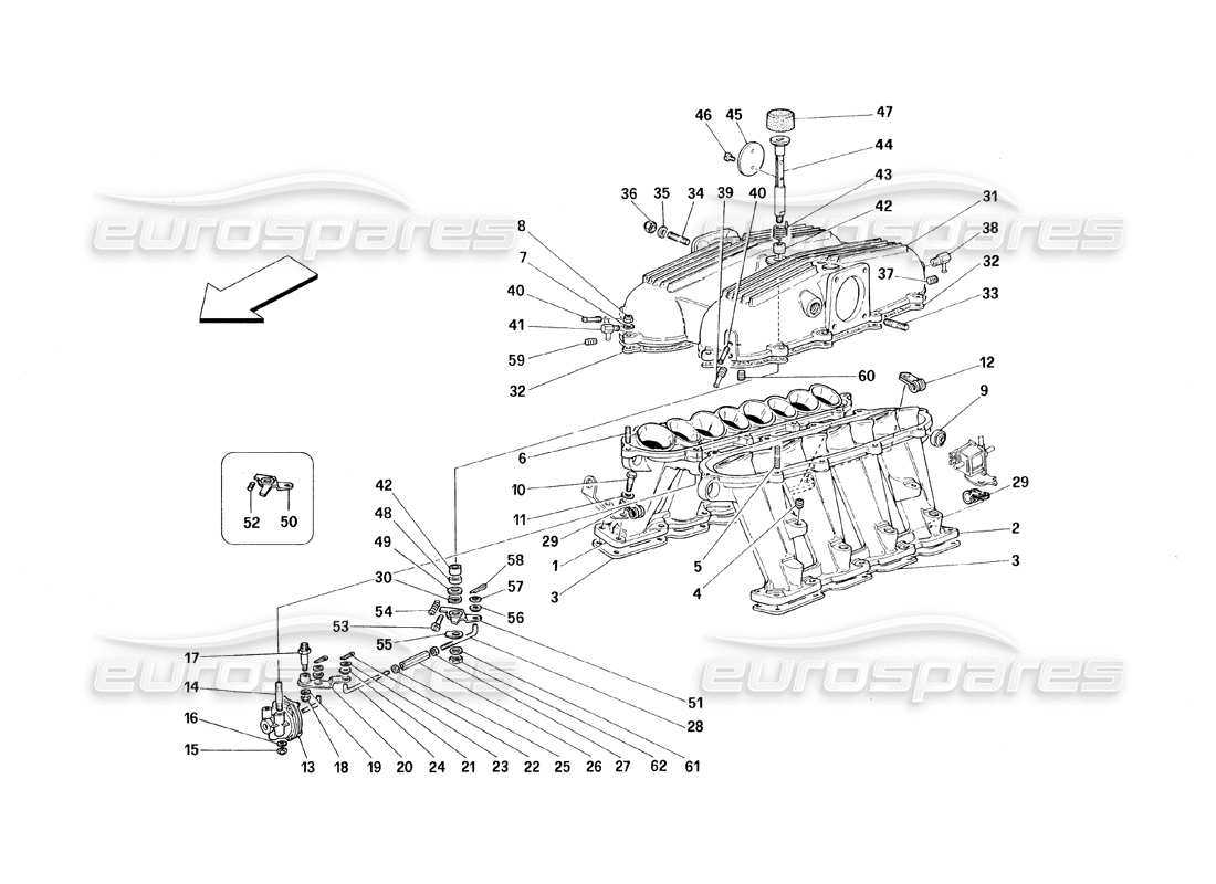 Ferrari 348 (1993) TB / TS manifolds and covers Parts Diagram