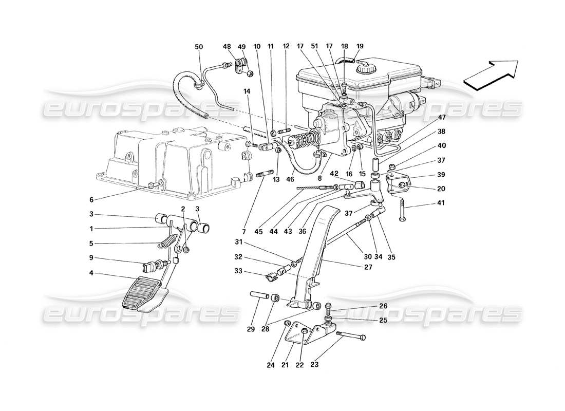 Ferrari 348 (1993) TB / TS throttle pedal and brake hydraulic system Parts Diagram