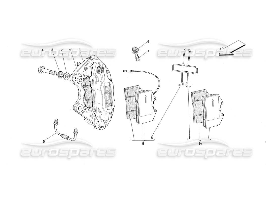 Ferrari 348 (1993) TB / TS Calipers for Front and Rear Brakes Parts Diagram