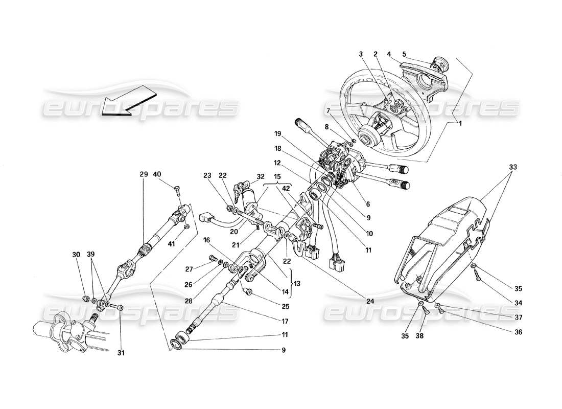 Ferrari 348 (1993) TB / TS Steering Column Parts Diagram