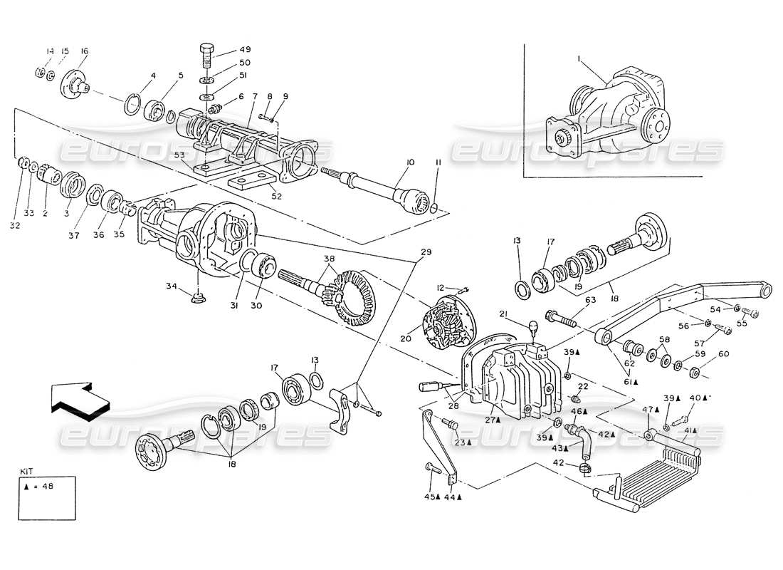 Maserati Ghibli 2.8 (Non ABS) Differential With Radiator Parts Diagram