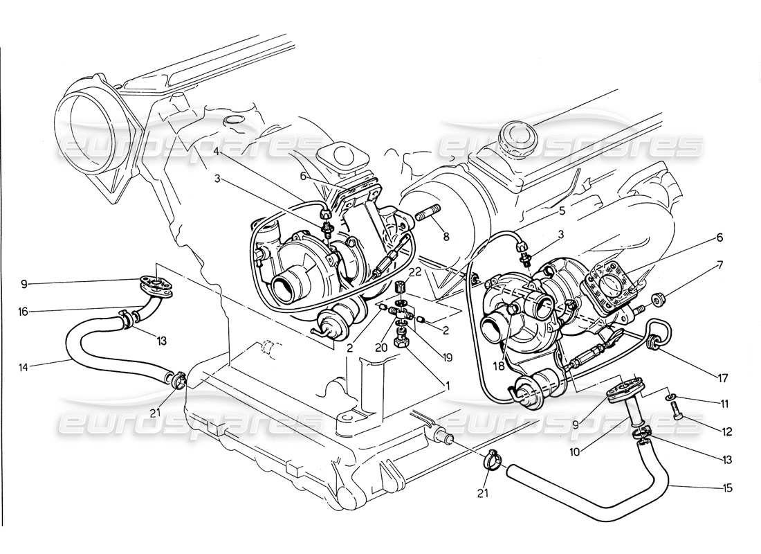 Maserati Biturbo Spider Lubrication Turboblowers Part Diagram