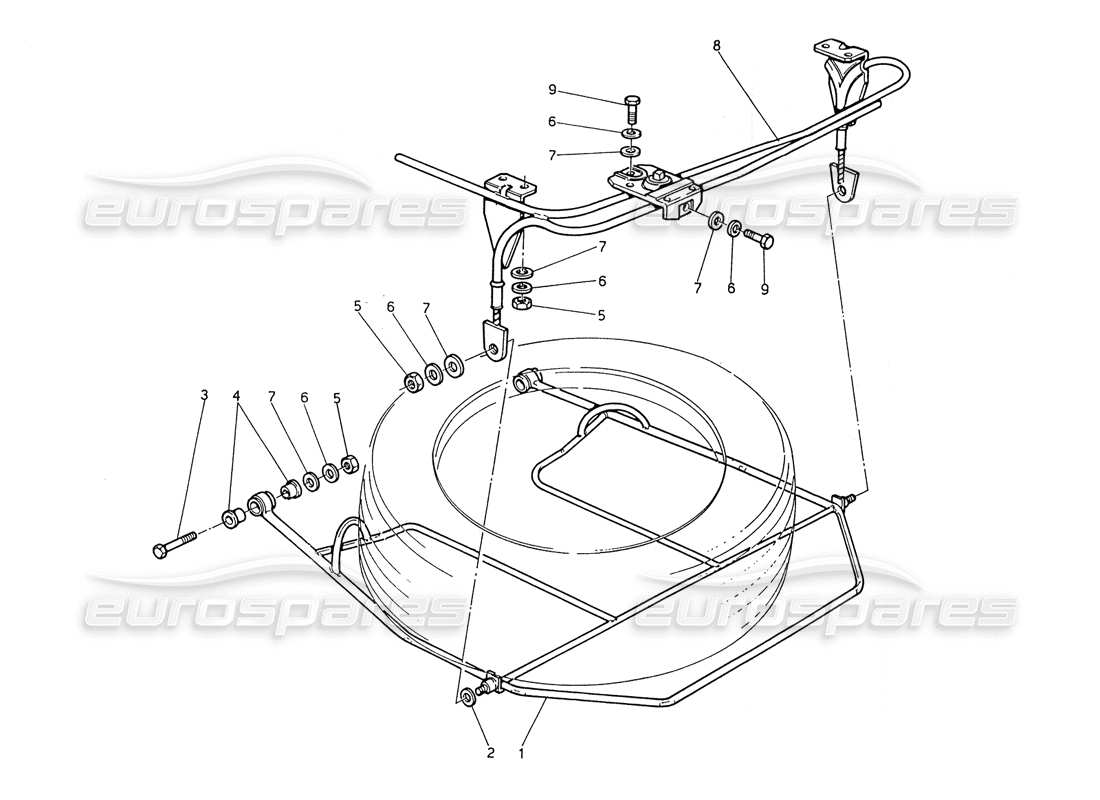 Maserati Biturbo Spider Spare Wheel Lifting Device Part Diagram