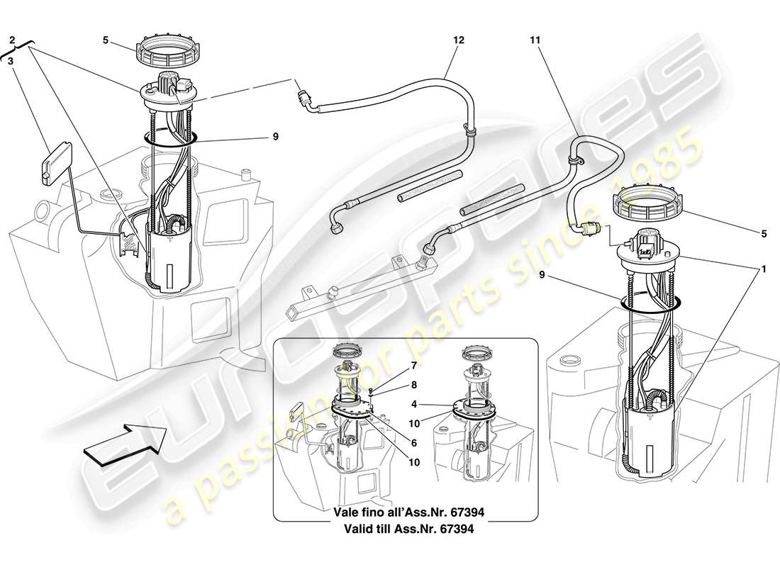 Ferrari F430 Coupe (Europe) fuel system pumps and pipes Parts Diagram