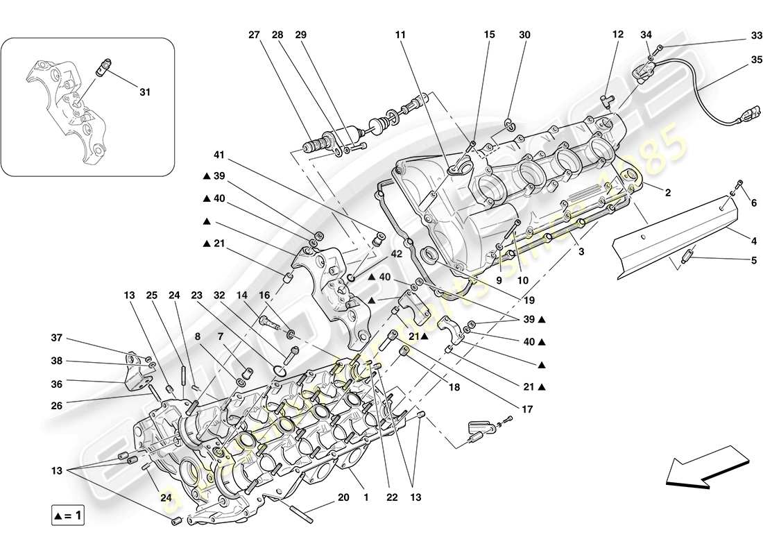 Ferrari F430 Coupe (RHD) left hand cylinder head Parts Diagram