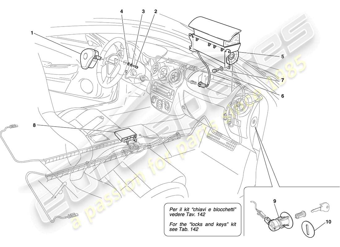Ferrari F430 Coupe (RHD) AIRBAGS Parts Diagram