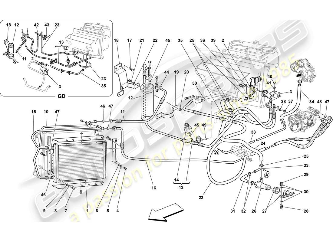 Ferrari F430 Coupe (RHD) AC SYSTEM Parts Diagram