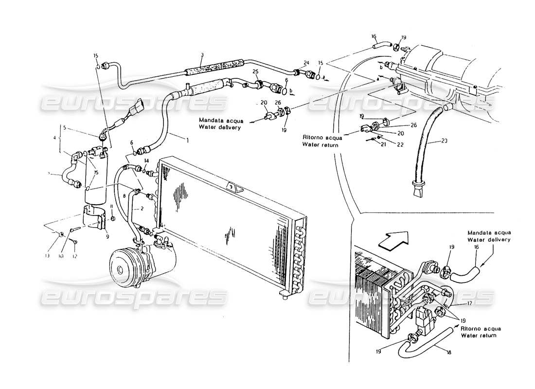 Maserati 418 / 4.24v / 430 Air Conditioning System, LH Steering Part Diagram