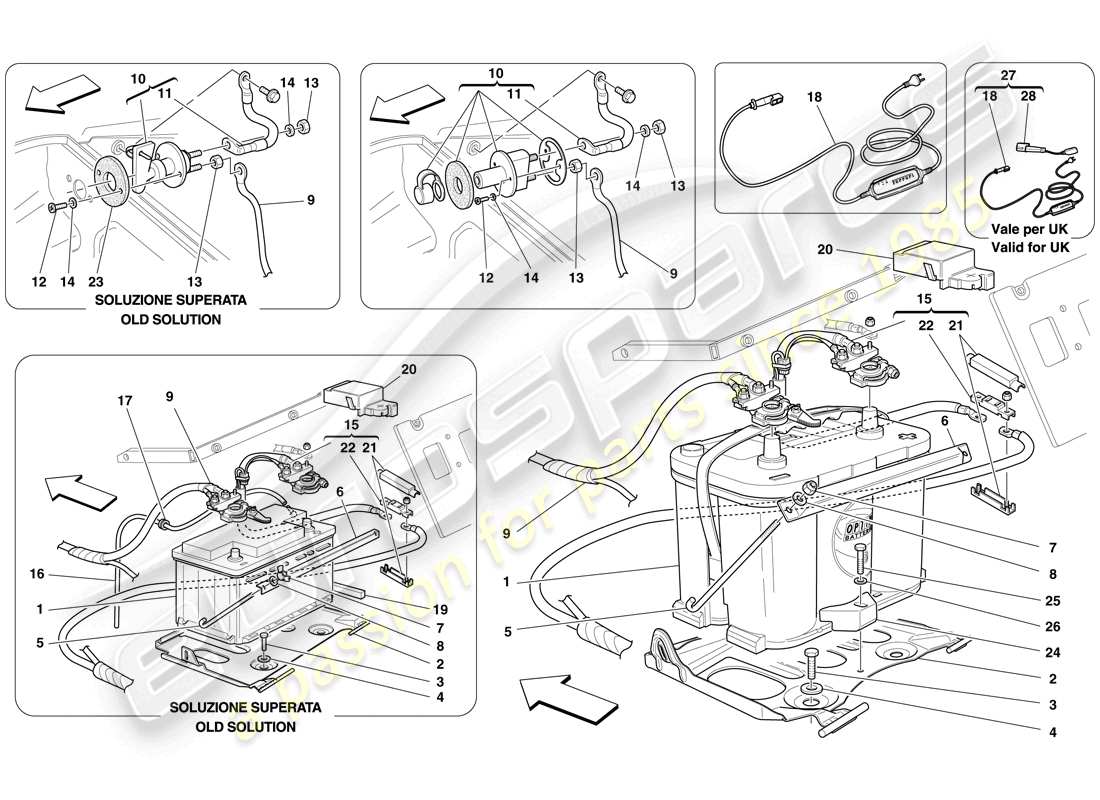 Ferrari F430 Scuderia Spider 16M (RHD) Battery Part Diagram