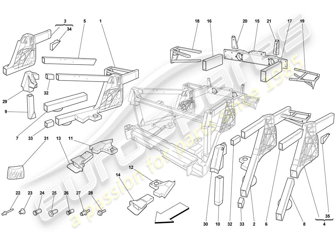 Ferrari F430 Scuderia Spider 16M (RHD) CHASSIS - REAR ELEMENT SUBASSEMBLIES Part Diagram