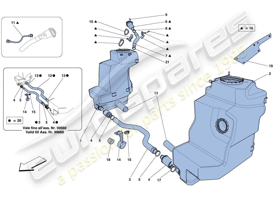 Ferrari 458 Italia (RHD) FUEL TANKS AND FILLER NECK Parts Diagram
