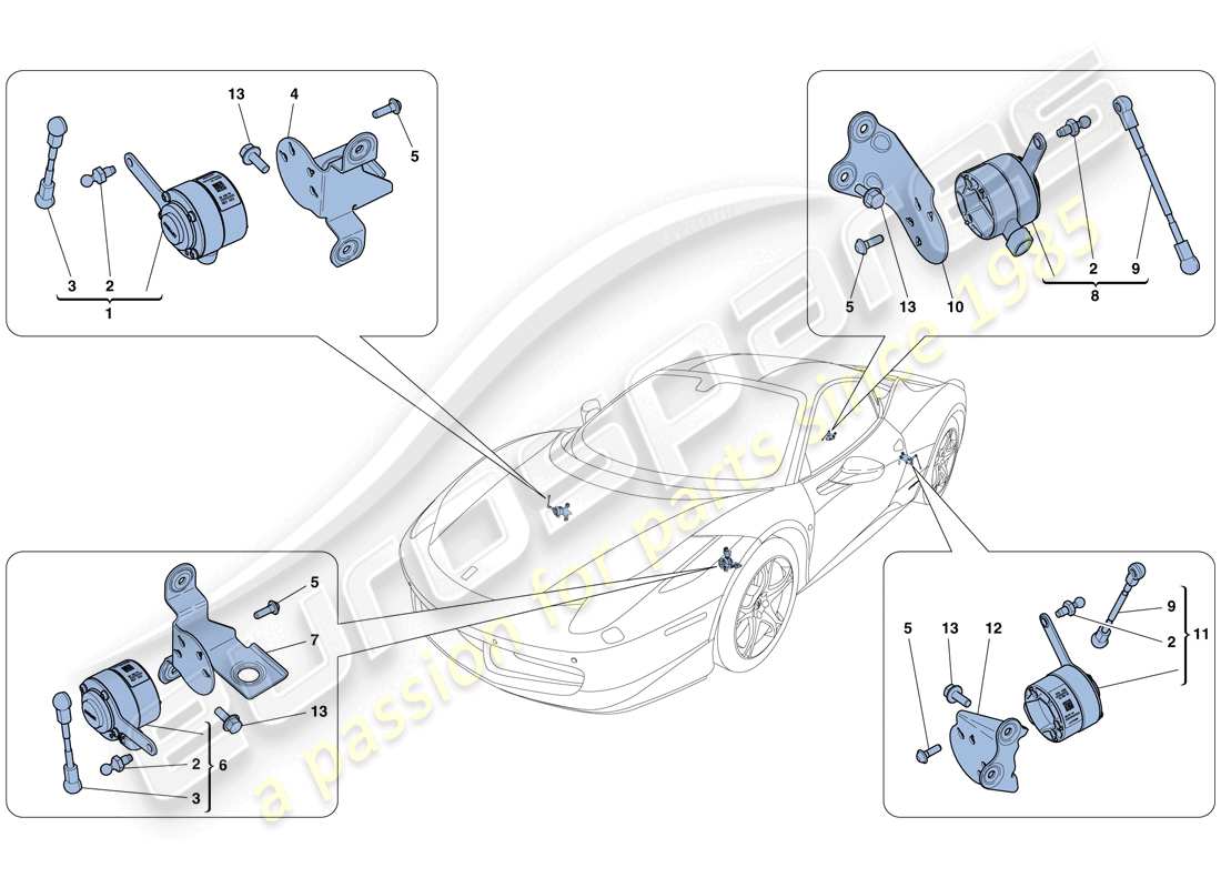 Ferrari 458 Italia (RHD) ELECTRONIC MANAGEMENT (SUSPENSION) Parts Diagram