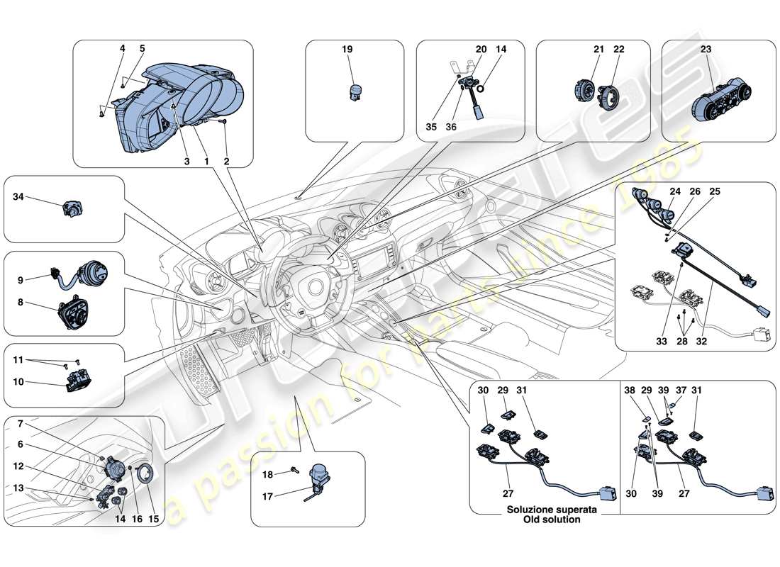 Ferrari California T (Europe) DASHBOARD AND TUNNEL INSTRUMENTS Parts Diagram