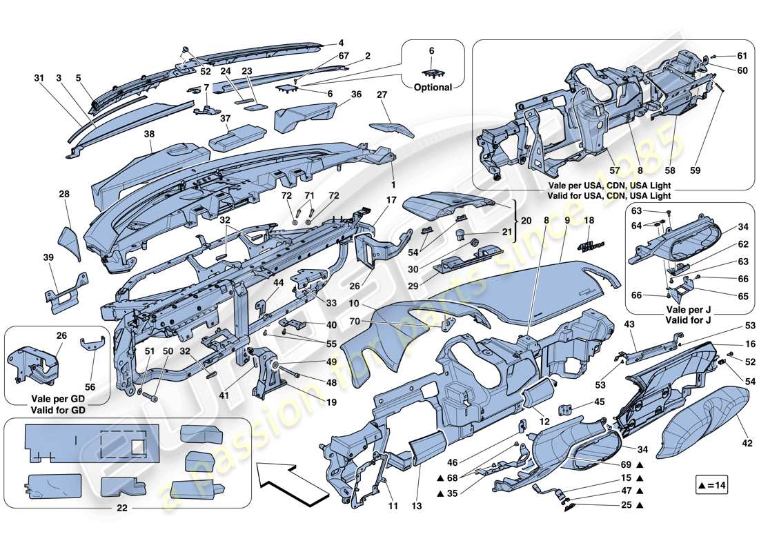 Ferrari 458 Speciale (RHD) DASHBOARD Part Diagram