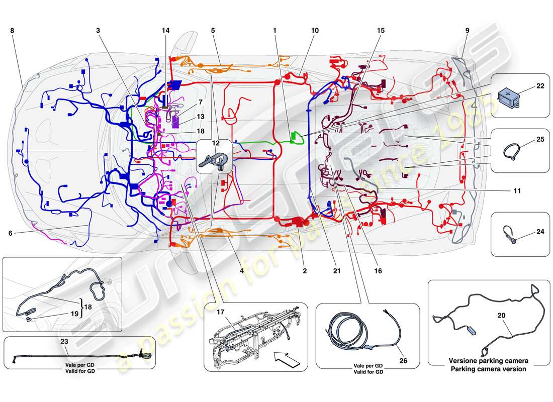 Ferrari 458 Speciale (RHD) MAIN WIRING HARNESSES Part Diagram