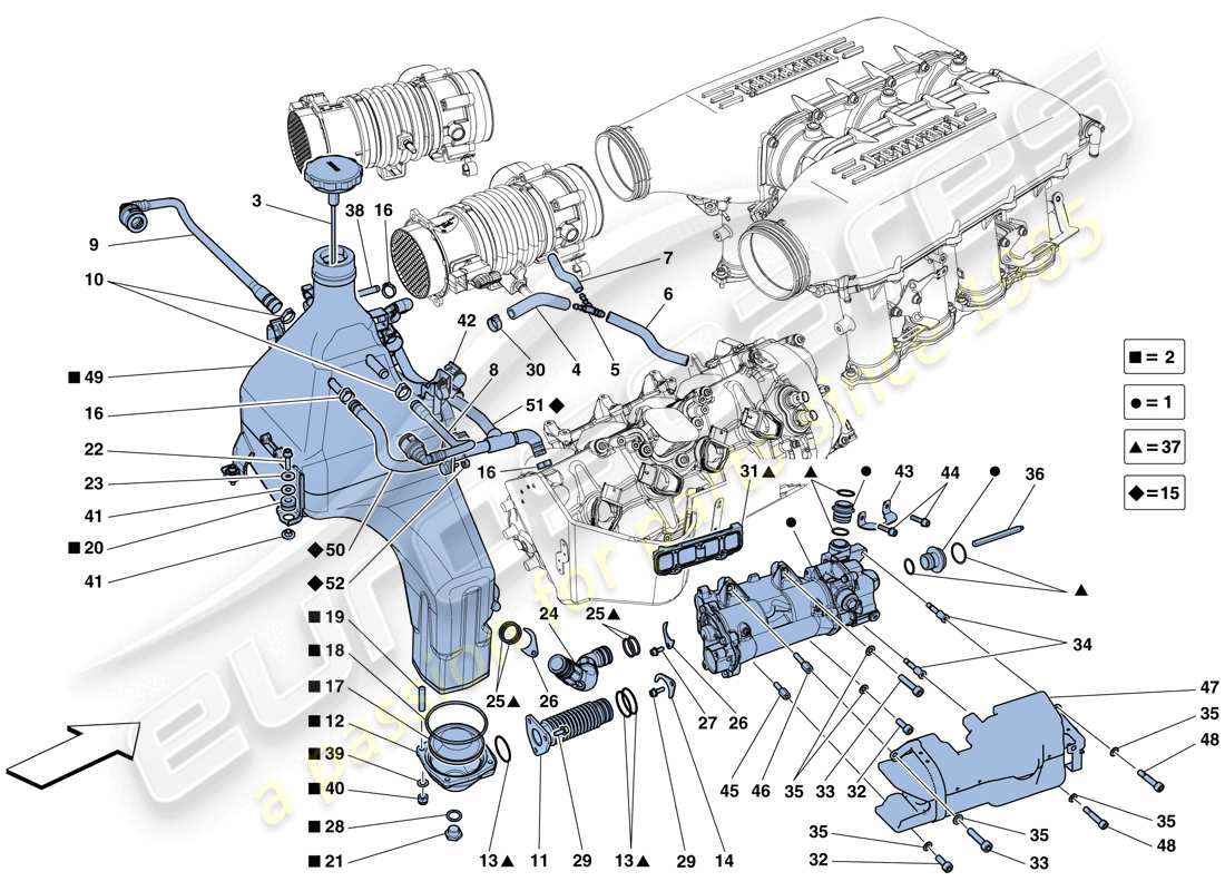Ferrari 458 Speciale Aperta (Europe) LUBRICATION SYSTEM: TANK, PUMP AND FILTER Parts Diagram