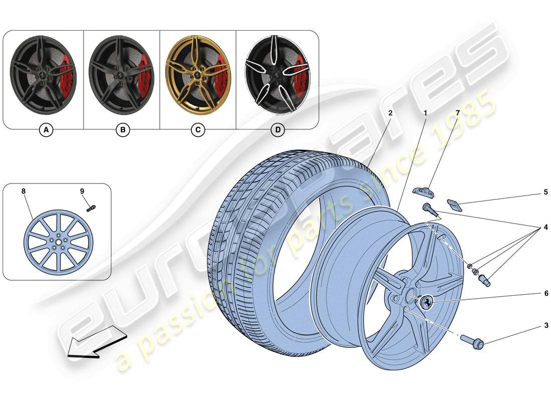 Ferrari 458 Speciale Aperta (Europe) Wheels Parts Diagram