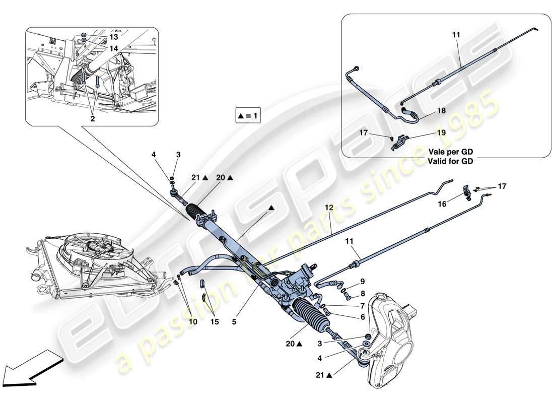 Ferrari 458 Speciale Aperta (RHD) HYDRAULIC POWER STEERING BOX Part Diagram