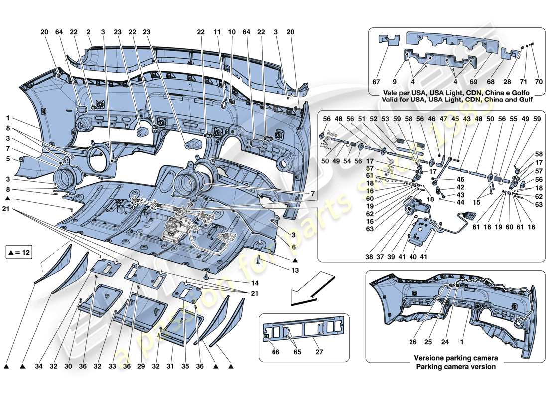 Ferrari 458 Speciale Aperta (RHD) REAR BUMPER Part Diagram